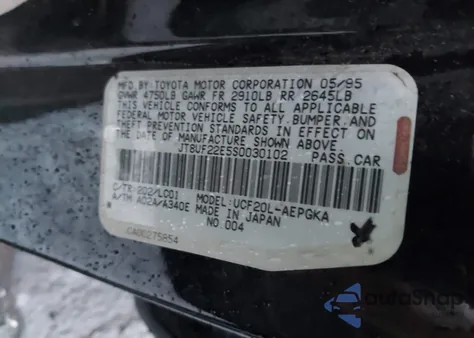 1995 Lexus Ls 400 from USA, damaged, VIN JT8UF22E5S0030102